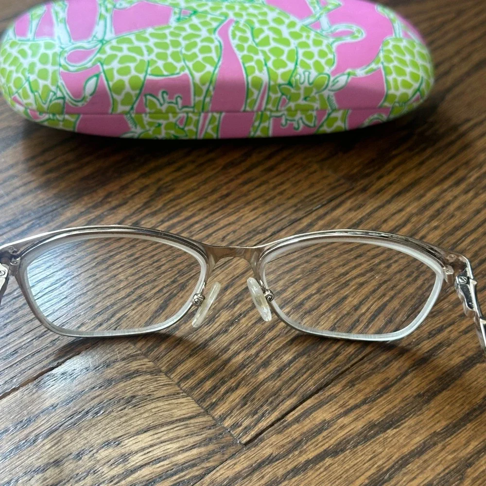 Lilly Pulitzer Chrissy Eyeglasses Black Flex 52-15-135 with Giraffe Case